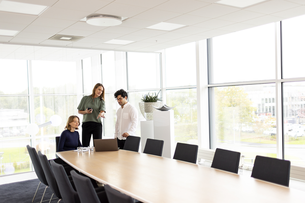 work at conference table
